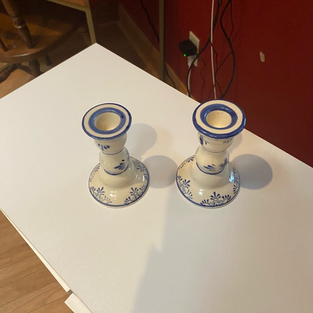 Vintage Delft Candlesticks